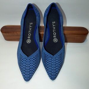 Rothy's The Point Flat in Lapis Python Blue Rare Women's Size 7.5